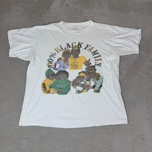 Vintage 90s 100% The Black Family Shirt Mens Large‎ White Preowned Graphic Tee